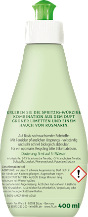 Afwasmiddel limoen &amp; rozemarijn, 400 ml