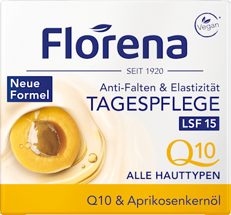 Gesichtscreme Q10 & Aprikosenkernöl Anti-Falten & Elastizität, LSF 15, 50 ml
