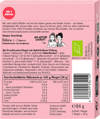 Kindersnack Fruchtriegel Frucht-Creme Apfel-Erdbeere ab 3 Jahren (3x28 g), 84 g