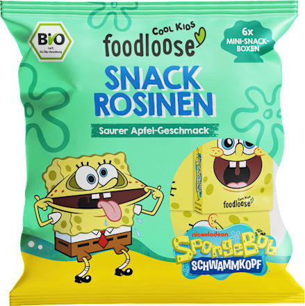 Kindersnack SpongeBob Rosinen saurer Apfel-Geschmack ab 3 Jahren (6x14 g), 84 g