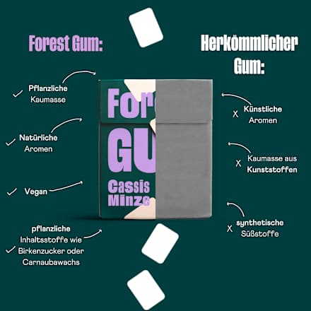 Kaugummi, Cassis Minze, zuckerfrei, 10 St