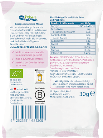 Babykeks Rübchen Rote Bete & Pastinake, ab dem 8. Monat, 30 g