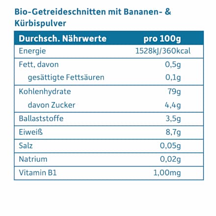 Babysnack Knusper-Schnitte Banane & Kürbis ab dem 8. Monat, 6x14g, 84 g