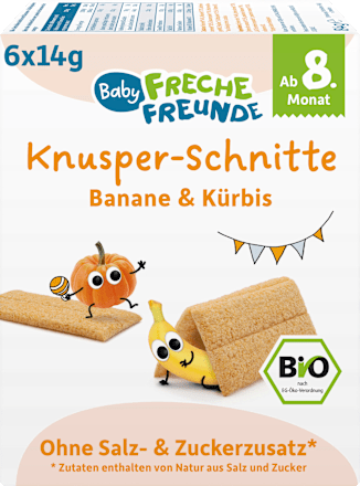 Babysnack Knusper-Schnitte Banane & Kürbis ab dem 8. Monat, 6x14g, 84 g