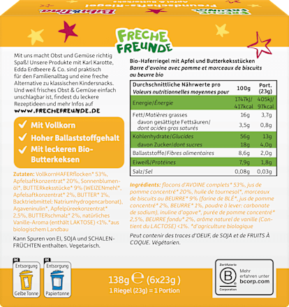 Frucht-Getreide-Riegel Bibi&Tina Apfel & Butterkeks (6x23 g) ab 3 Jahren, 138 g