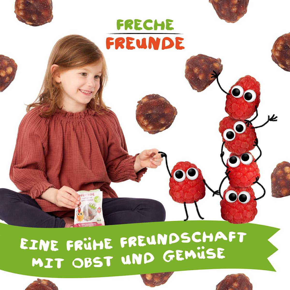 Freche Freunde Fruchtgummi Apfel-Himbeere mit Reispops, ab 4 Jahren, 30 g