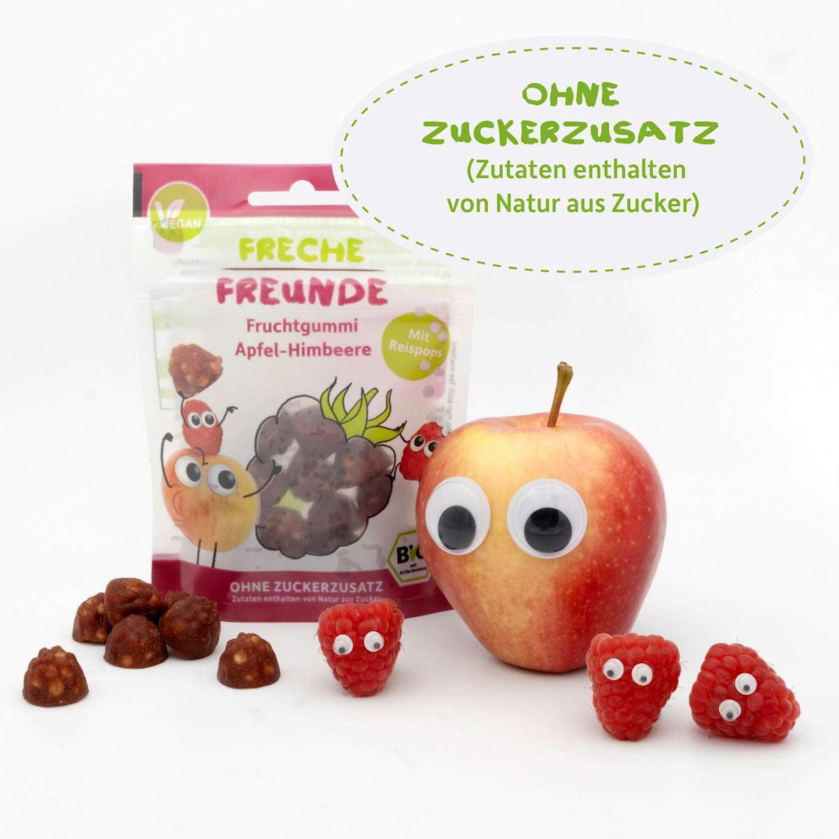 Freche Freunde Fruchtgummi Apfel-Himbeere mit Reispops, ab 4 Jahren, 30 g