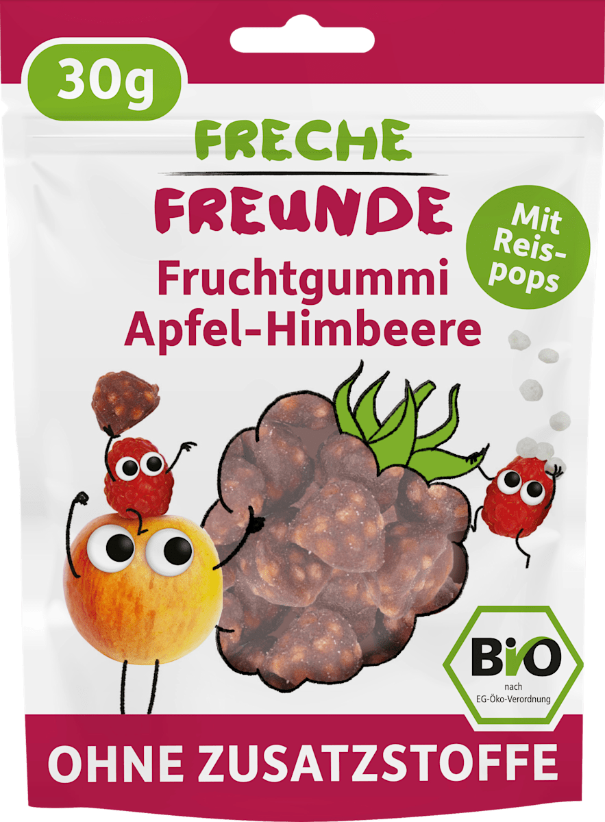 Freche Freunde Fruchtgummi Apfel-Himbeere mit Reispops, ab 4 Jahren, 30 g