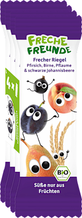 Fruchtriegel mit Getreide Pfirsich, Birne, Pflaume & schwarze Johannisbeere ab 3 Jahren, (4x23 g), 92 g