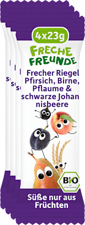 Fruchtriegel mit Getreide Pfirsich, Birne, Pflaume & schwarze Johannisbeere ab 3 Jahren, (4x23 g), 92 g