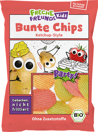 Kindersnack Bunte Chips Ketchup Style, für Schulkinder, 50 g