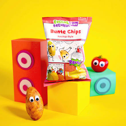 Kindersnack Bunte Chips Ketchup Style, für Schulkinder, 50 g