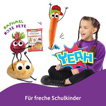 Kindersnack Bunte Chips Ketchup Style, für Schulkinder, 50 g