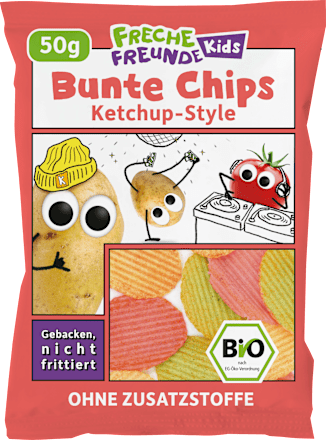 Kindersnack Bunte Chips Ketchup Style, für Schulkinder, 50 g