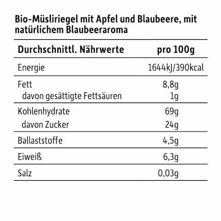 Kindersnack Crispy Riegel Apfel & Blaubeere ab 3+ Jahren (6x21 g), 126 g