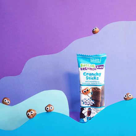 Kindersnack Crunchy Sticks mit Cremefüllung Haselnuss, Kakao & Kokos ab 4 Jahren, 23 g