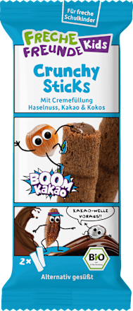 Kindersnack Crunchy Sticks mit Cremefüllung Haselnuss, Kakao & Kokos ab 4 Jahren, 23 g