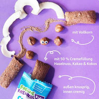 Kindersnack Crunchy Sticks mit Cremefüllung Haselnuss, Kakao & Kokos ab 4 Jahren, 23 g