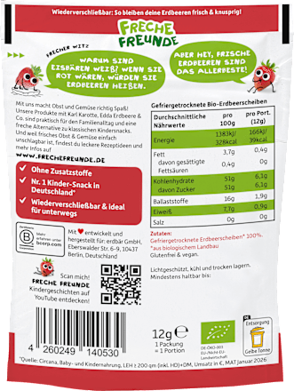 Kindersnack Fruchtchips Erdbeere, ab 3 Jahre, 12 g