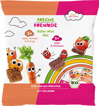 Kindersnack Hafer-Mini Mix Karotte, Apfel, Orange & Apfel, Himbeere ab 3 Jahren, 100 g