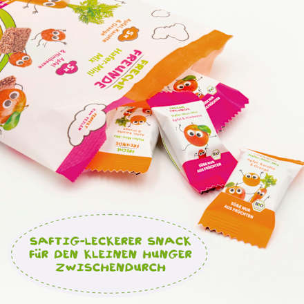 Kindersnack Hafer-Mini Mix Karotte, Apfel, Orange & Apfel, Himbeere ab 3 Jahren, 100 g