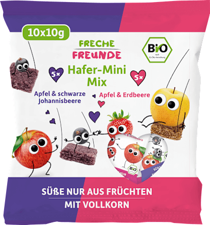 Kindersnack Hafer-Mini Mix mit Apfel & Beere, ab 3 Jahren, 100 g