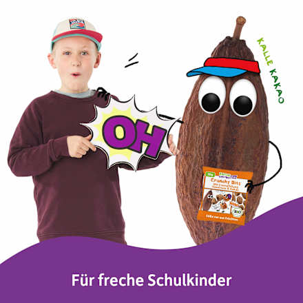 Kindersnack Knusper Bits Kakao Nuss, für Schulkinder, 30 g