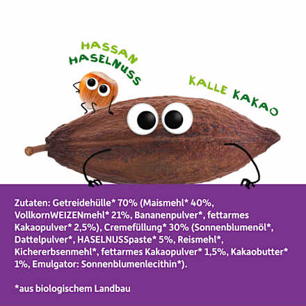 Kindersnack Knusper Bits Kakao Nuss, für Schulkinder, 30 g