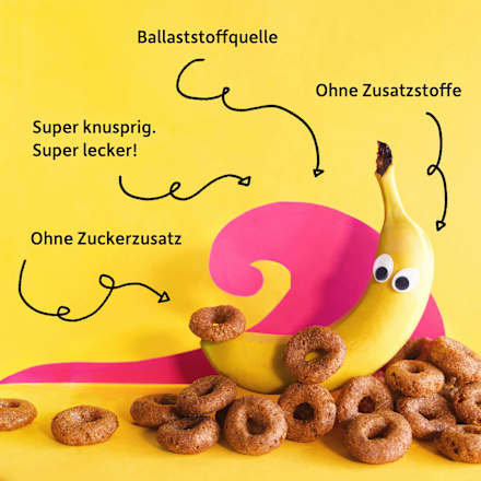 Kindersnack Knusper Donuts Banane, Kakao & Zimt ab 3 Jahren, 60 g