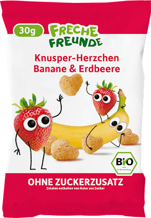 Kindersnack Knusper-Herzchen Banane & Erdbeere, ab 1 Jahr, 30 g