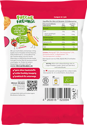 Kindersnack Knusper-Herzchen Banane & Erdbeere, ab 1 Jahr, 30 g