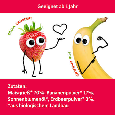 Kindersnack Knusper-Herzchen Banane & Erdbeere, ab 1 Jahr, 30 g