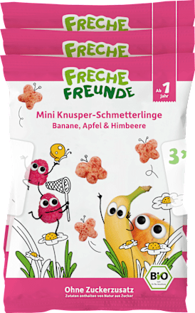 Kindersnack Mini Knusper-Schmetterlinge Banane, Apfel & Himbeere ab 1 Jahr (3x15 g), 45 g