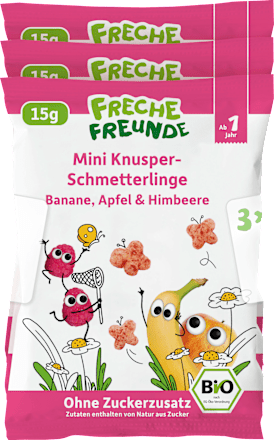 Kindersnack Mini Knusper-Schmetterlinge Banane, Apfel & Himbeere ab 1 Jahr (3x15 g), 45 g