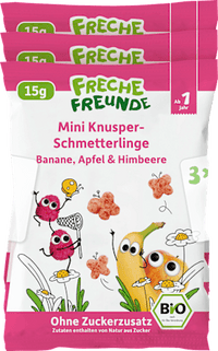 Kindersnack Mini Knusper-Schmetterlinge Banane, Apfel & Himbeere ab 1 Jahr (3x15 g), 45 g