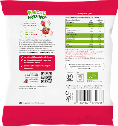 Kindersnack Party Pops Apfel Erdbeere ab 1 Jahr, 15 g