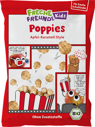 Kindersnack Poppies Apfel-Karamell Style, für Schulkinder, 40 g