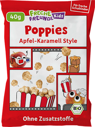 Kindersnack Poppies Apfel-Karamell Style, für Schulkinder, 40 g