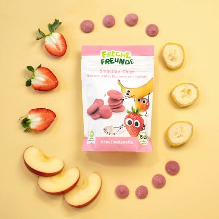 Kindersnack Smoothie-Chips Banane Apfel Erdbeere mit Joghurt, ab 3 Jahren, 16 g