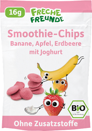 Kindersnack Smoothie-Chips Banane Apfel Erdbeere mit Joghurt, ab 3 Jahren, 16 g
