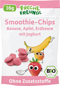 Kindersnack Smoothie-Chips Banane Apfel Erdbeere mit Joghurt, ab 3 Jahren, 16 g