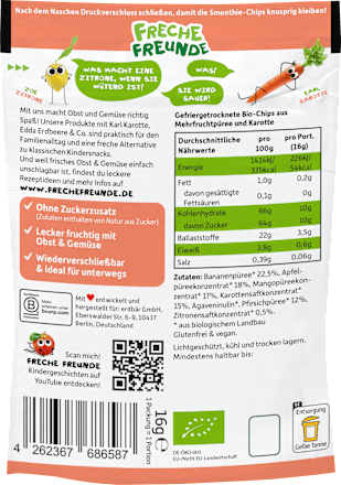 Kindersnack Smoothie-Chips Multifrucht mit Karotte ab 3 Jahren, 16 g