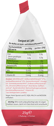 Kindersnack Waffel-Herzchen Apfel-Erdbeere, ab 1 Jahr, 25 g