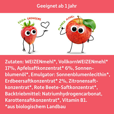 Kindersnack Waffel-Herzchen Apfel-Erdbeere, ab 1 Jahr, 25 g
