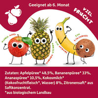 Quetschie Apfel, Banane, Ananas & Kokosnuss ab dem 6. Monat, 100 g