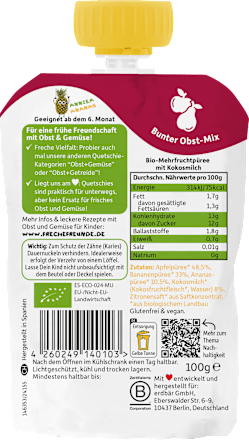 Quetschie Apfel, Banane, Ananas & Kokosnuss ab dem 6. Monat, 100 g