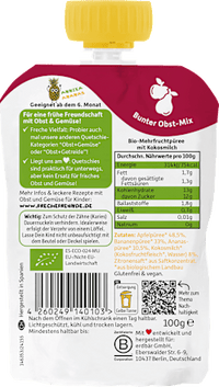 Quetschie Apfel, Banane, Ananas & Kokosnuss ab dem 6. Monat, 100 g