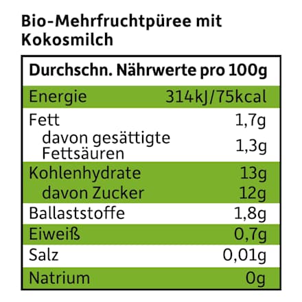 Quetschie Apfel, Banane, Ananas & Kokosnuss ab dem 6. Monat, 100 g
