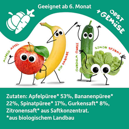 Quetschie Apfel, Banane, Spinat & Gurke ab 6 Monaten, 100 g