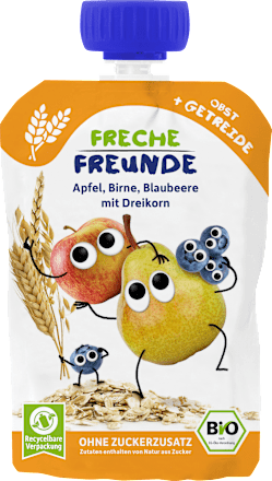 Quetschie Apfel, Birne, Blaubeere mit Dreikorn ab 6 Monaten, 100 g